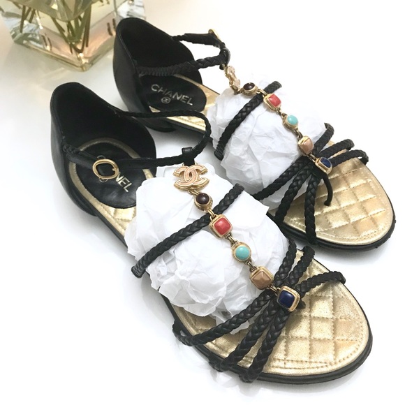 ♦️sold♦️Auth $995 Chanel leather jewelry sandals - Picture 2 of 6